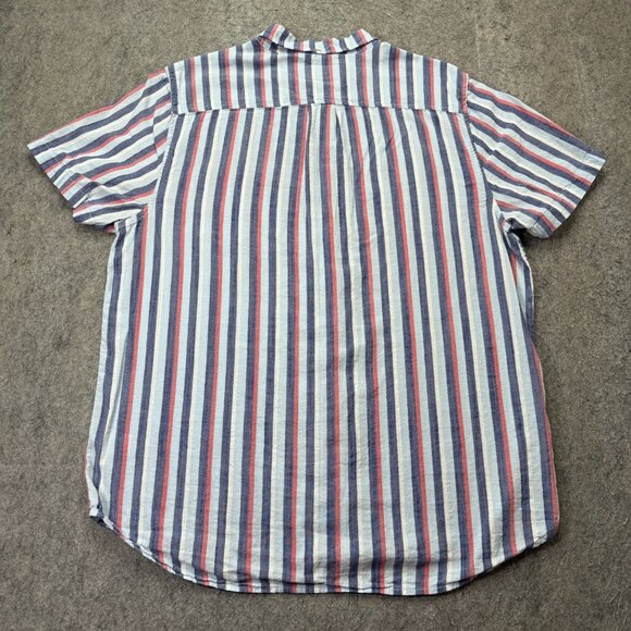 Chubbies Button-Down Shirt Men L Blue Red Striped Friday Short Sleeve - Picture 7 of 12